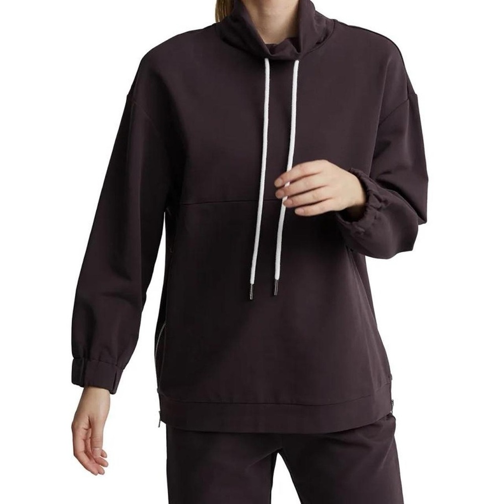 Varley Warwick Drawstring-Collar Sweatshirt Chocolate Plum Size Large